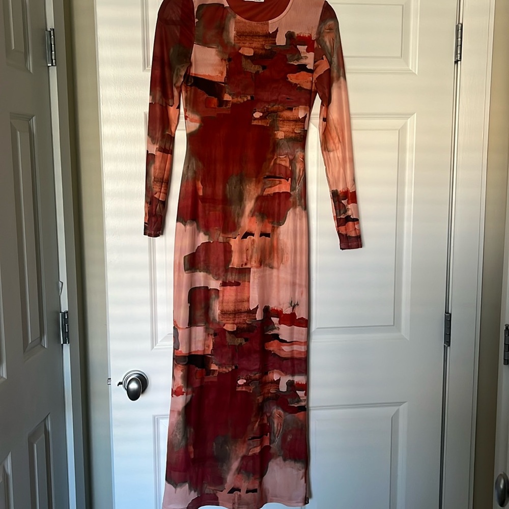 Casanova Printed Mesh Maxi Dress